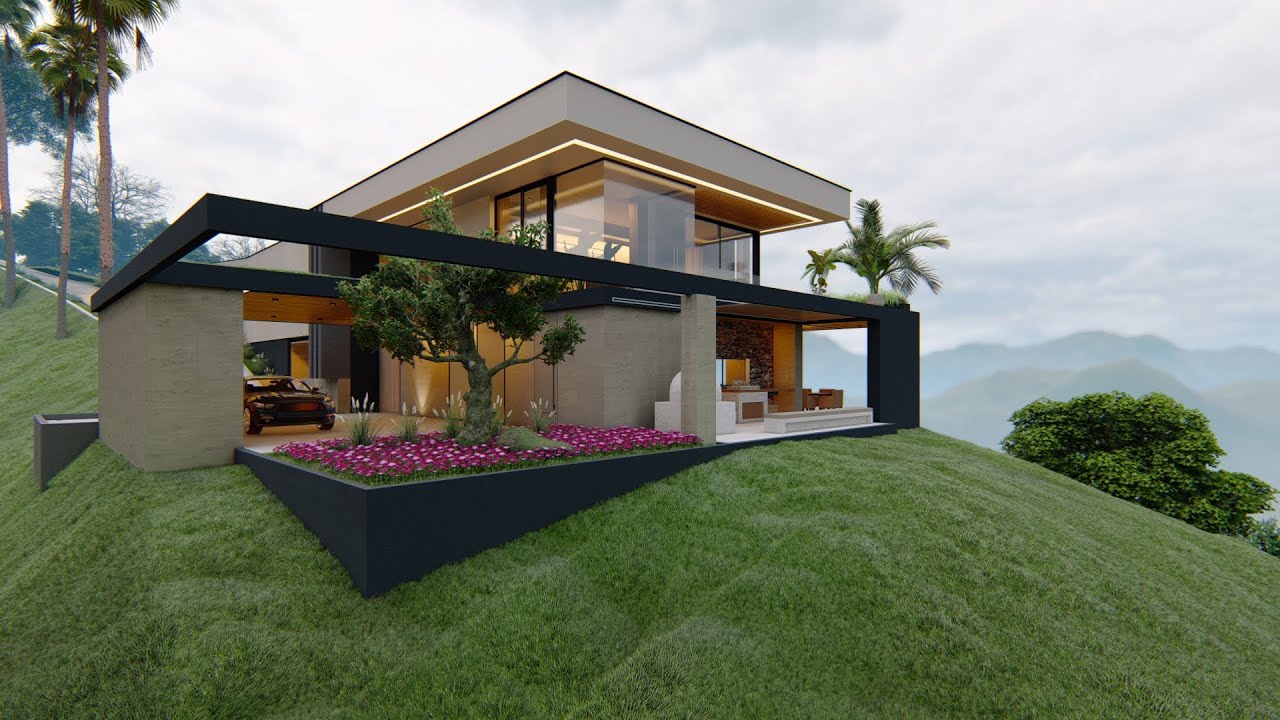 casa en la montaña con piscina