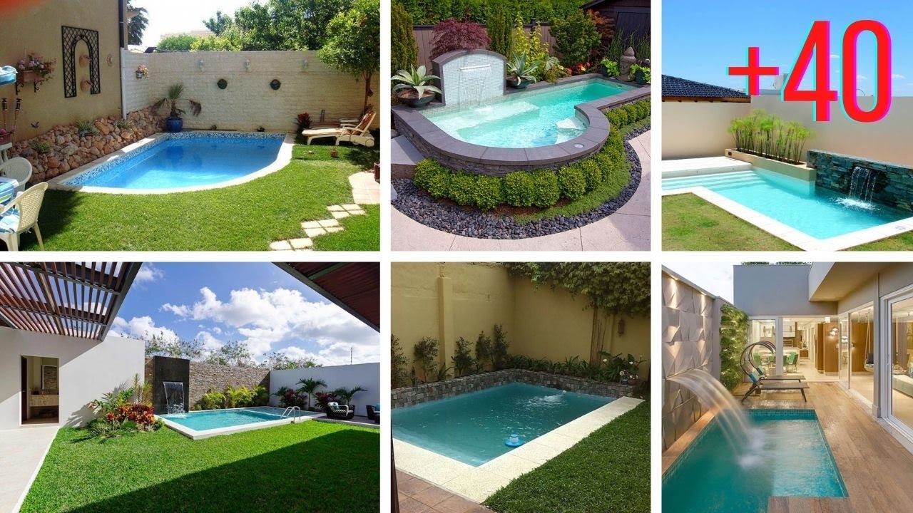 jardines pequeños con piscina y barbacoa